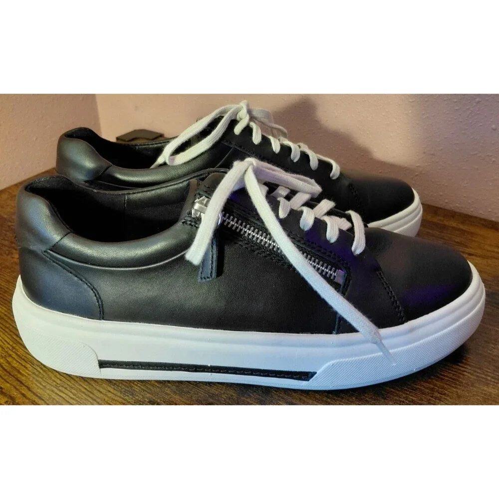 Clarks Artisan Women's 8.5M Hollyhock Zip Black Active Sneakers Shoes